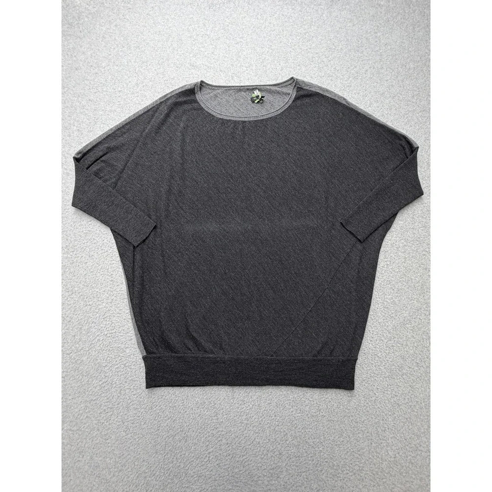 Eileen Fisher Sweater Womens XL Gray 100% Merino Wool Boat Neck Dolman Knit